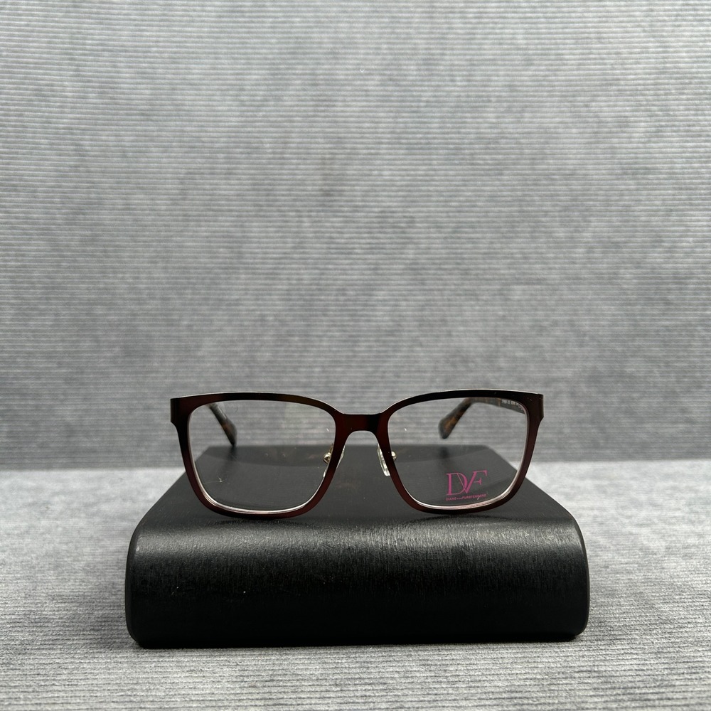 Diane von Furstenberg DVF8051 210 Brown Tortoise Square Y2k Eyeglasses 49-16-135